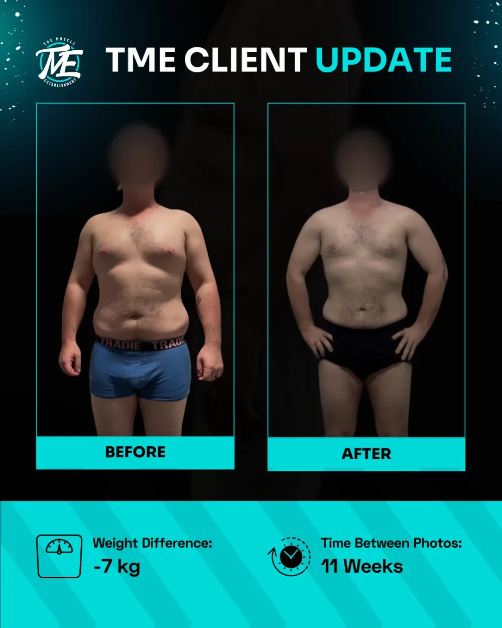 Bryce, front view, before and after