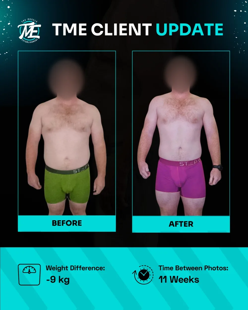 Jack, front view, before and after