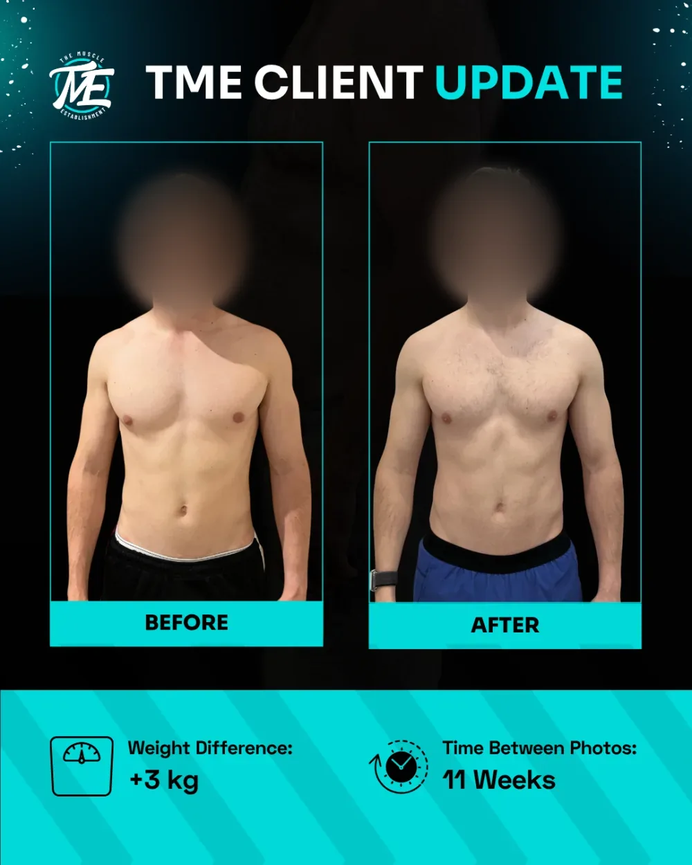 Jackson, front view, before and after
