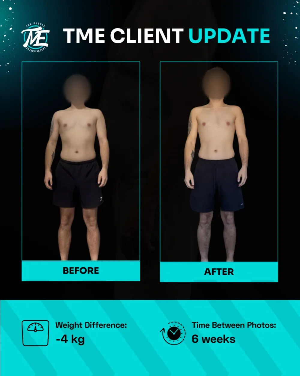 Joshua, front view, before and after