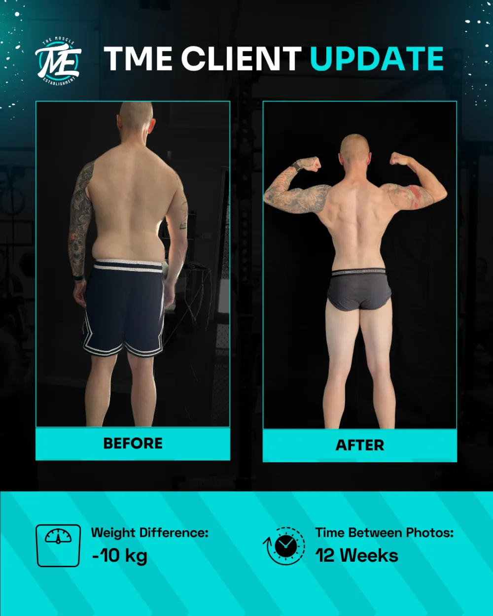 Luke, back view, before and after